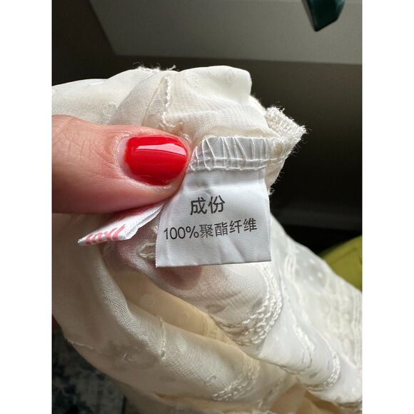 Vintage Women's Cream Lace Edwardian Inspired Sheer Lace Bell Sleeve Top Size S - Picture 7 of 8